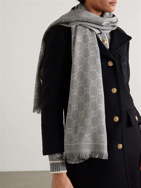 gucci grey scarf womens|gucci and net sten scarf.